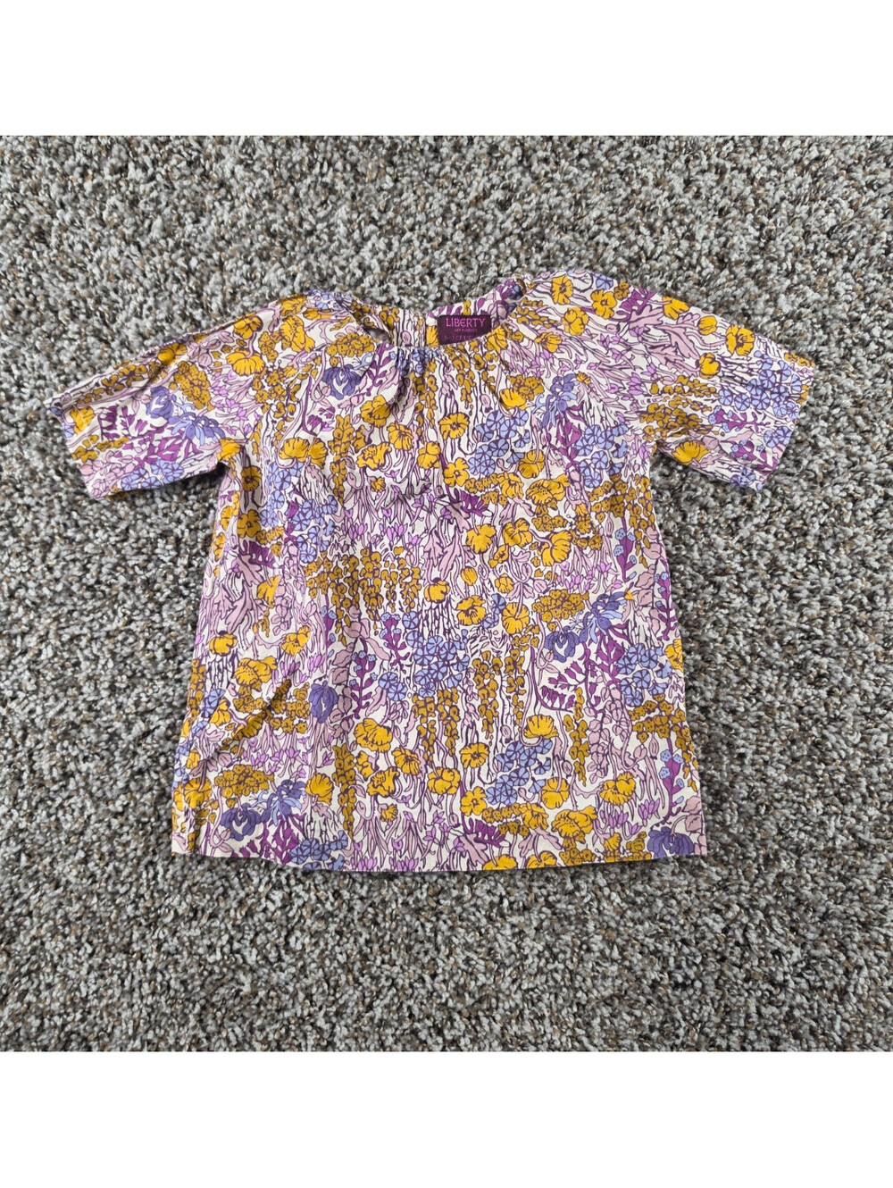 Liberty House for J Crew Baby Girs Sz 0-6M Short Sleeve Tunic Top Purple Gold